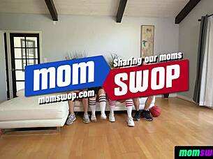 stepmoms swapped by sport fan friends in rough orgy bang