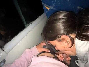 sucking stranger on public bus till he cums in mouth