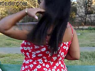 public park dildo fuck turns into caught squirting creampie surprise?