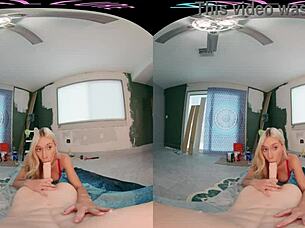 vrallure petite blonde shaves pussy for voyeur pov masturbation