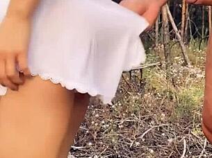 Horny Blonde Sucks Fucks Deep In Woods