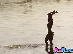 big titted natalie costello strips naked flaunting natural boobs