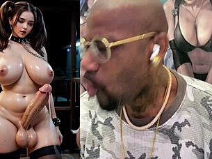 Skinny Transgender Cock Damsel Chained And Sucked By Ebony Babe With Anal Beads