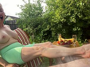 mature couple dives into kinky roleplay with squirting and footjobs