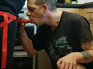 pegging boyfriend's ass in kitchen public field and bathroom with ass to mouth