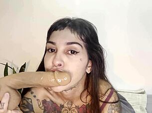 Intense sloppy deepthroat tears gushing deep inside