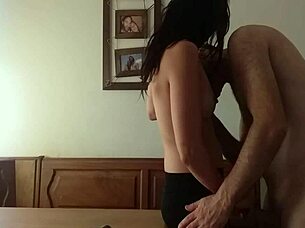 quick kitchen romp with hot prostitute action