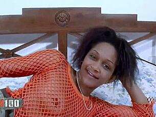 shania's tight french ebony ass fucked hard on bed