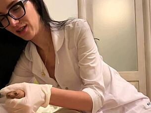 sexy latex nurse teases patient with gloves and cowgirl ride