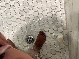 stepsister sneaks into shower for stepbrother's hot handjob