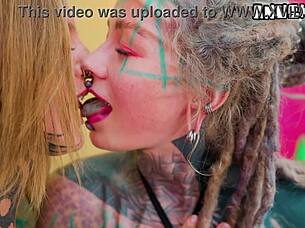 Two Alt Sluts Ride Wild Alien Anal Dildos