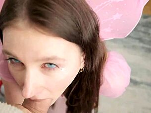 girl calmed pining lover with deepthroat blowjob