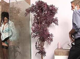 romana pounded doggy anal creampie in shower 💦🚿