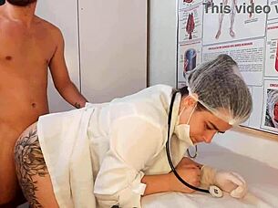 patient's cock throbs as hot nurse touches him wildly!