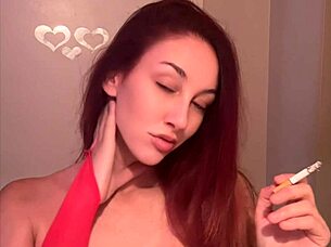 mmm italian milf artemisia's big tits heave during hot smoking fetish tease