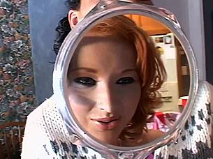 Suggestive redhead's face drenched in bukkake after intense double penetration and assfucking