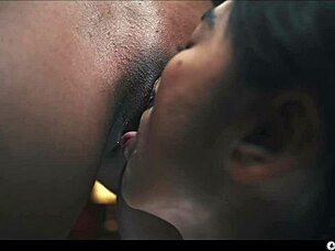 Vampire ebony asian lezdom hypnotize in interracial horror scissoring