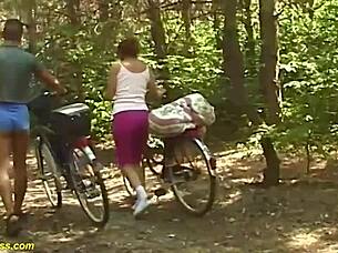 71-year-old hairy granny endures rough outdoor biker pounding doggystyle