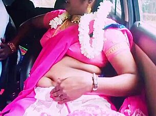 Indian Housewife Cheats with Boyfriend in Car Dirty Talk Fuck