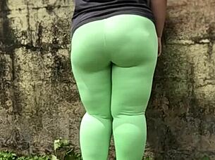 huge latina milf's yoga pants ass tempted me during forest walk!