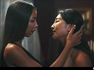 Vampire ebony asian lezdom hypnotize in interracial horror scissoring