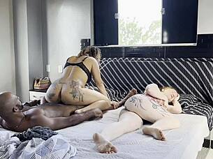 Woke friend's husband for juicy pussy licking while she snores nearby creampie