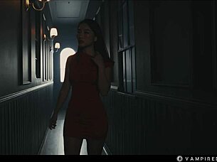 Vampire ebony asian lezdom hypnotize in interracial horror scissoring