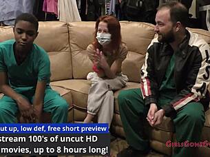 PERVERED NURSE TICKLES PATIENT'S SHAVED PUSSY FEET!