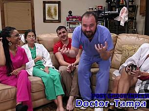 dr tampa gives aria nicole her 2023 physical with pussy spreading backstage