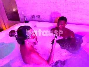 Gasp! Hotwife latina rides huge black cock raw in the bathtub!