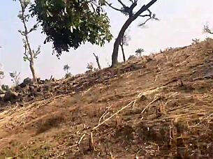 River to mountain quickie threesome ass pounding