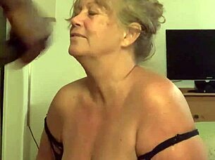 Granny gulps massive BBC facial cumshot