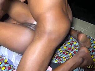 Curvy Ebony Rides Monster Cock Bent Over Doggystyle!