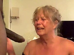 Granny gulps massive BBC facial cumshot