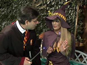 blonde sorceress rides huge cock in epic cosplay orgy