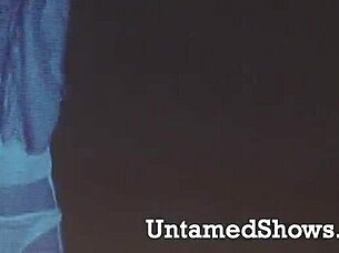 Sexy Blonde's Hot Body Striptease Rips Clothes Off Stage