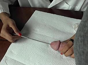pov: nurse filipina sounds my cock with her tools 😈🍆