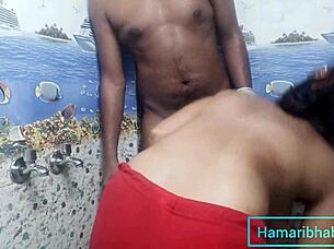 Indian Bhabhi's Big Ass Squirts In Bathroom Fuck