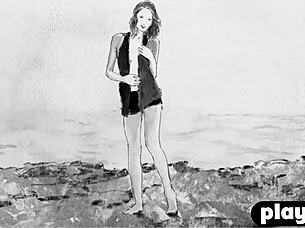 sade mare strips petite body outdoors