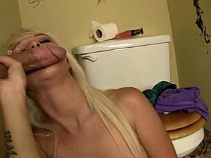 slender tattooed blonde stevie gives epic deepthroat blowjob