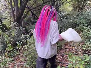 Rough forest spanking teen pussy fuck cum mouth squirt 😈🌲💦