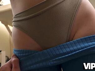 Vip4k Young Redhead's Shaved Anal Cowgirl for Train Stranger Attention