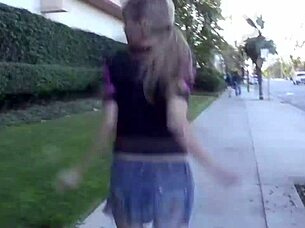 Blonde bathroom cock suck leads to hardcore ass creampie pounding
