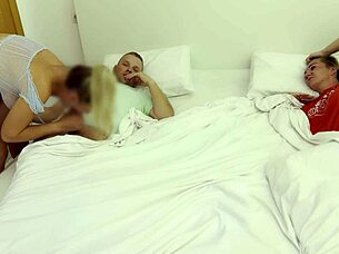 gf sneaks in to ride swinger hubby's cock hard