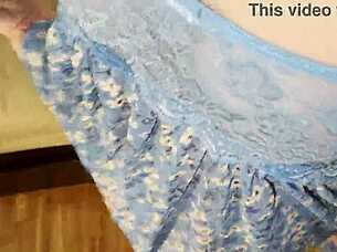 samantha's chubby curves quiver in blue lingerie during intense homemade fuck