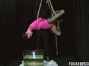 Skinny old bdsm sub endures hardcore underwater pouch torment?