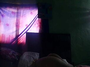 Latina curvy ass solo masturbation while stepdad watches strokes