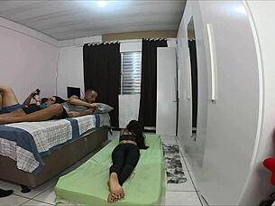 wife shares tight room with horny friend