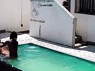 caught my tanned neighbor wife fucking black bull poolside cuckold style?
