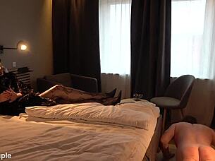 Slave Does Push Ups While Licking Mistress Pussy in CFNM Femdom